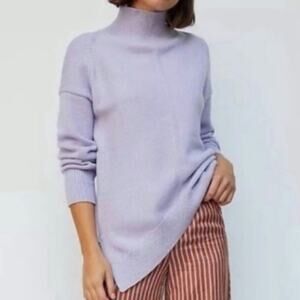 Maeve Anthropologie Crystal Mock Neck Sweater in Lilac